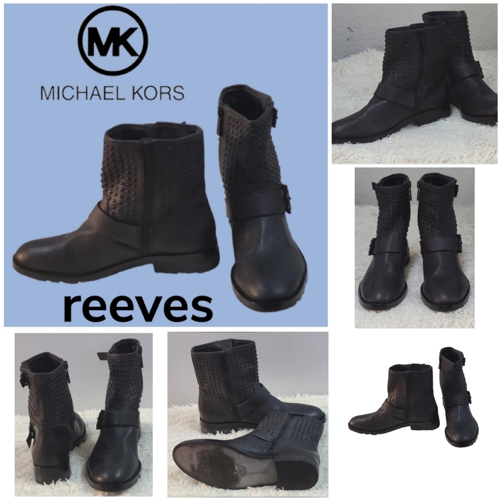 MICHAEL KORS REEVES STUDDED MOTO BOOTS - Picture 2 of 8